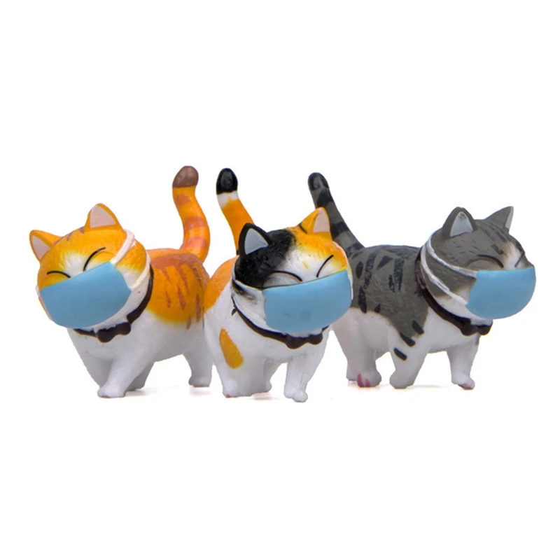 

Mini Cute Fat Cat Ornament Face Wearing a Mask Cat Funny Figure Ornament Landscape Decoration Mini Micro Home Decor