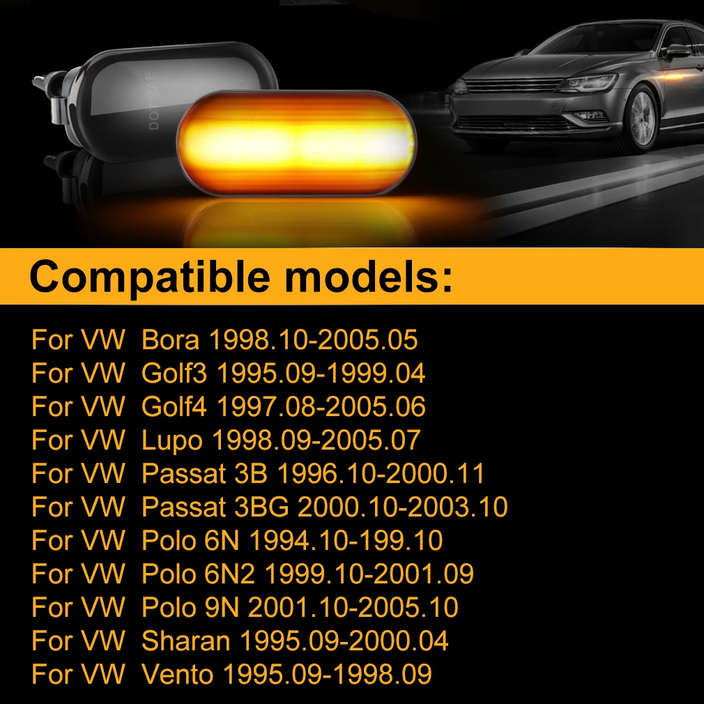 2 шт. последовательный мигающий светильник светодиодный динамический боковой