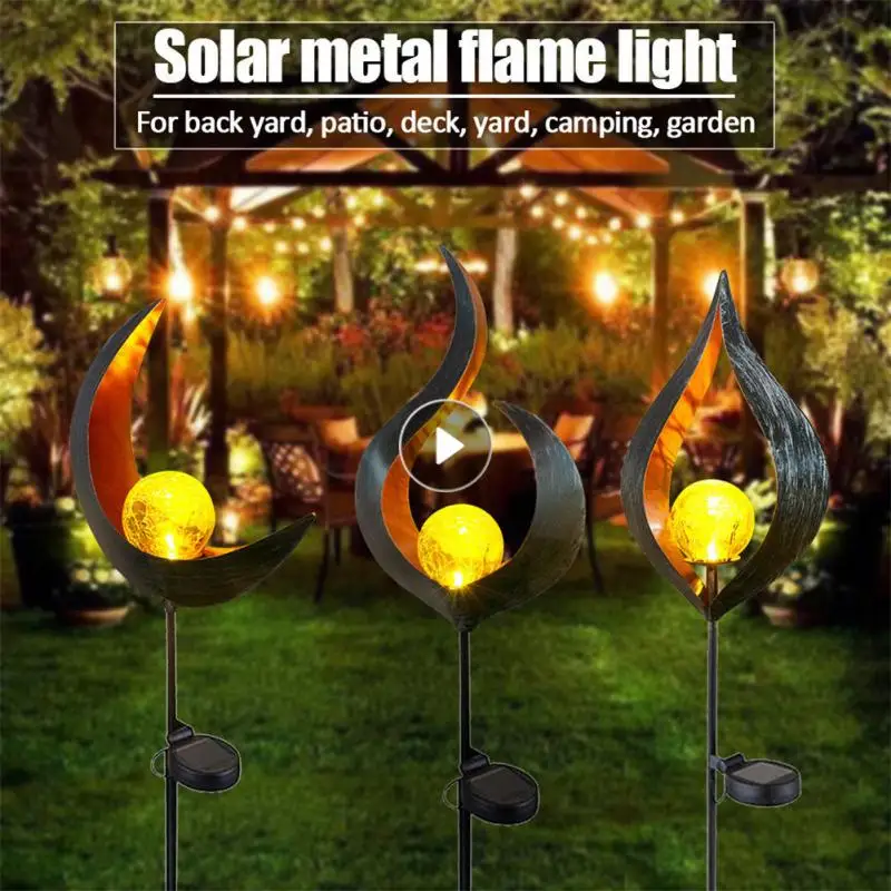 

LED Solar Lamps Outdoor Flame Light Metal LED Light Garden Lawn Waterproof Landscape Lights Walkway Lawn Path Solar Decor Light