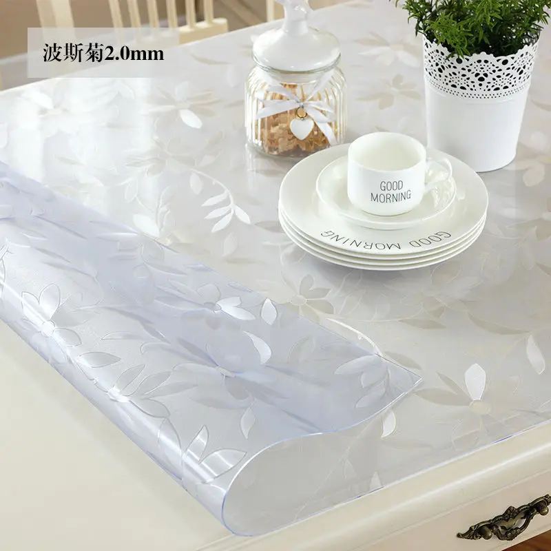 Прозрачная скатерть для стола водонепроницаемый коврик из ПВХ мягкая кухонная