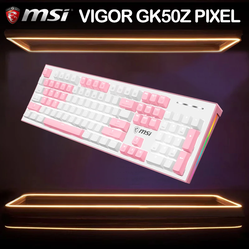

Mechanical Keyboard Wired Gaming Keyboard RGB MSI VIGOR GK50Z PIXEL Gaming Keyboard 104 Cyan Red Switch For Game Laptop PC