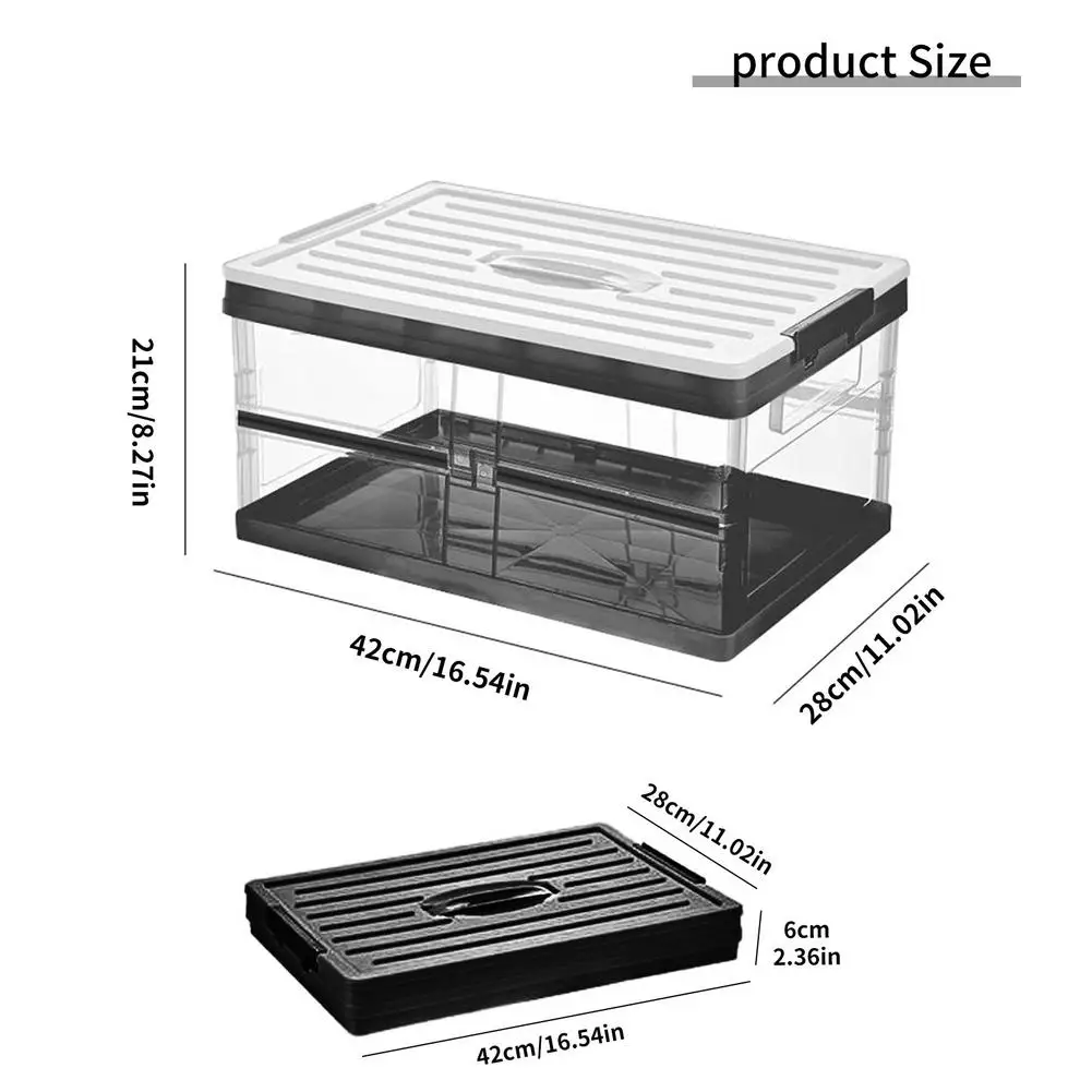 

Car Trunk Organizer Box 30L Large Capacity Folding Storage Box Home Thickened Transparent Storage Box For Car Camping Travel