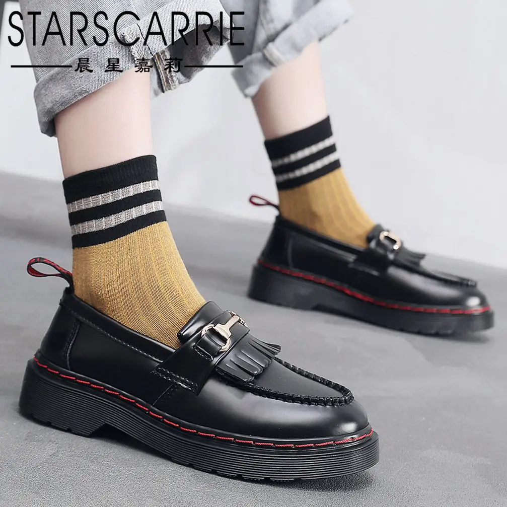 

ADRIAN tassel loafers women's leather low-top shoes women's British style fashion students round toe casual shoes