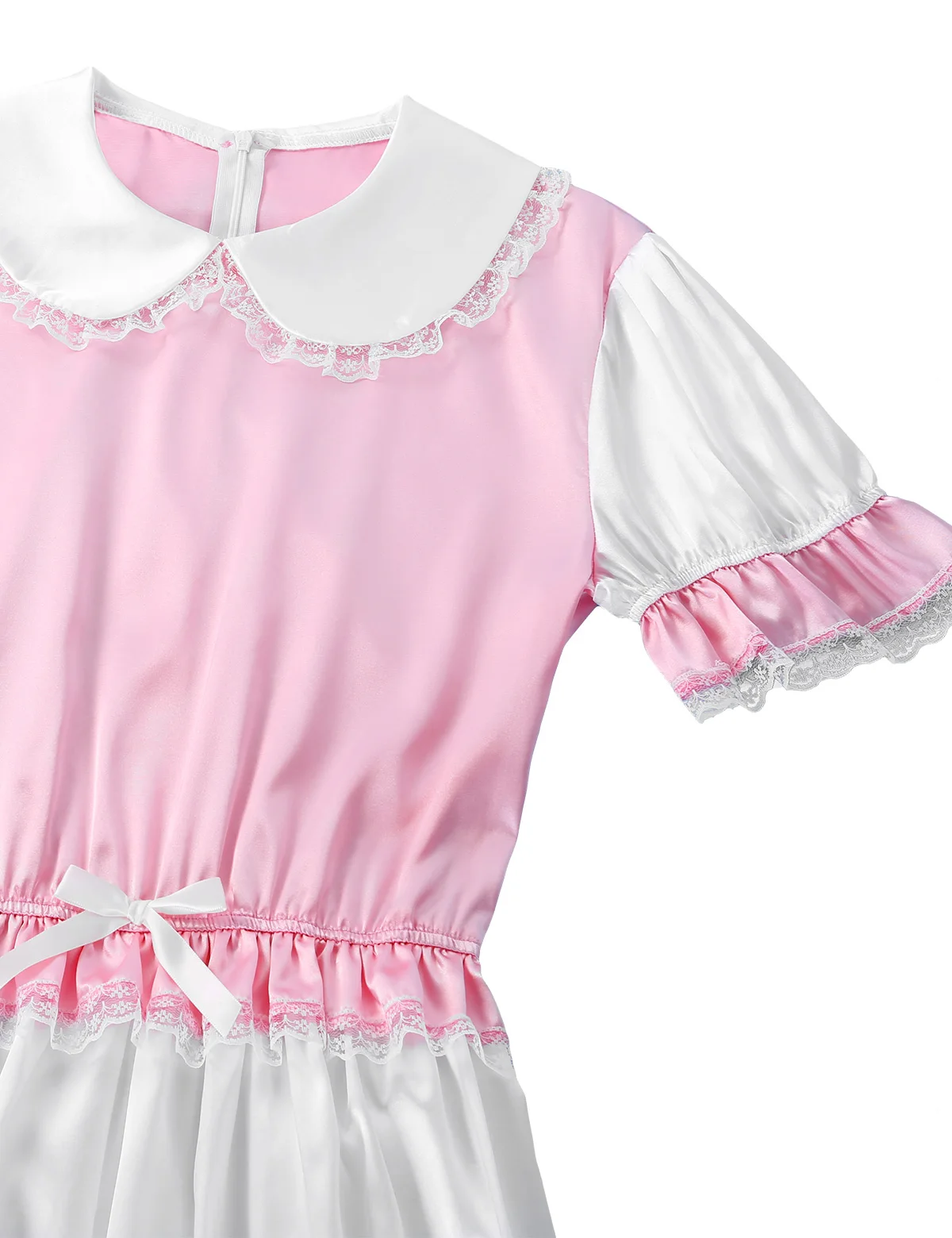 Гей Для мужчин Трусики комбинезон Шелковистое атласное с воротником в кукольном