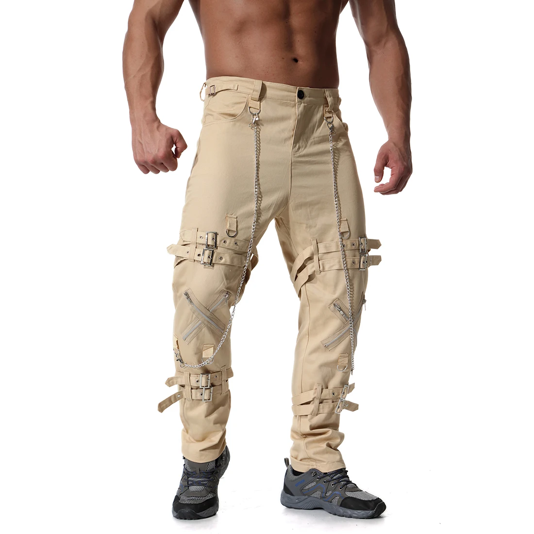 

New Casual Pants Men Fashion Hip Hop Joggers Punk Rock Cargo Pants Zippers Streetwear Vinatge Trousers Calca Tatica Masculina