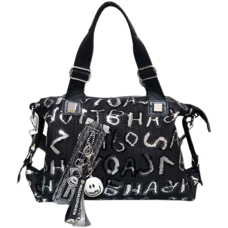 

Letter Sequin Handbags 2021 New Trendy Fashion Korean Messenger Wild Large Capacity Casual Shoulder Women Bags Torebki Damskie