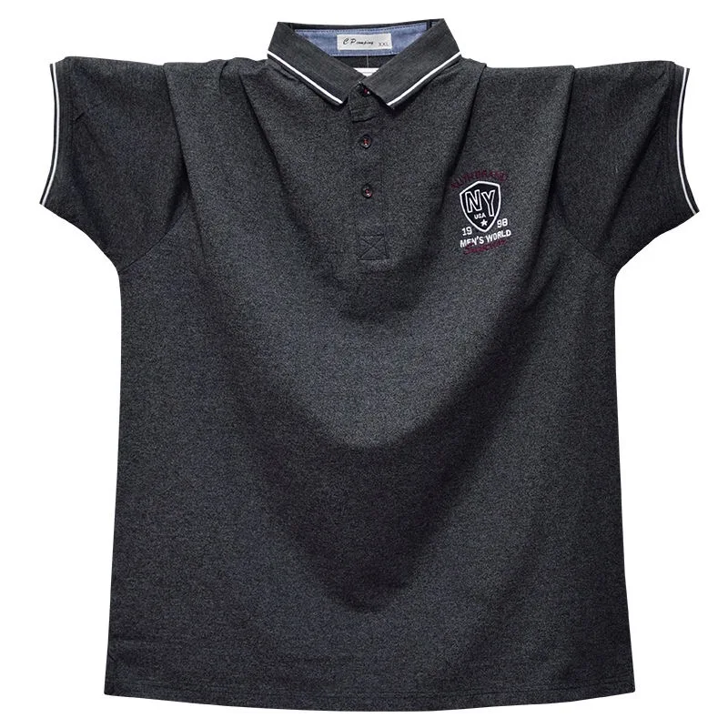 

6XL 5XL Men Polo Shirt Men's Short sleeve Business Work Casual Cotton Male Sleeve Turn down Collar Solid Polo Shirts Plus Size
