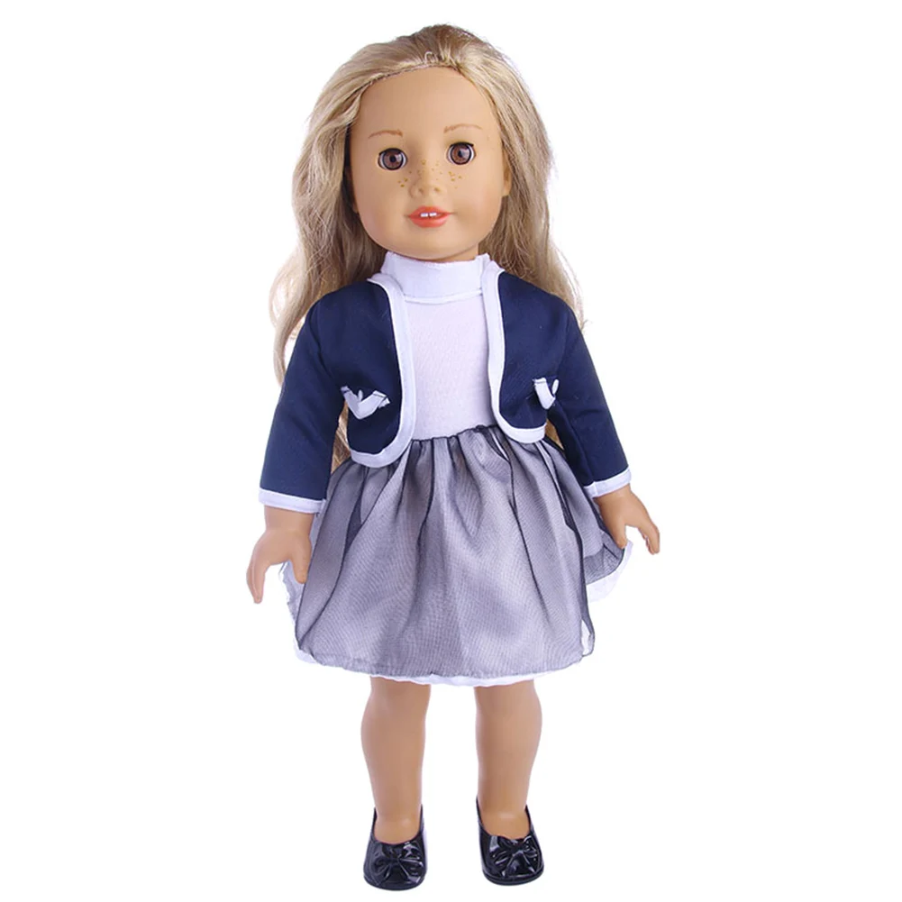 Accessory Handmade Cute School Uniform Mini Pleated Dress Long Sleeve With Jacket Formal Doll Clothes DIY 18 Inch Soft Suit | Игрушки и