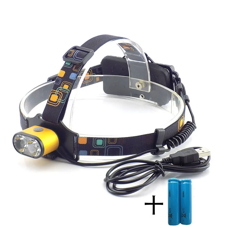 

Высокая мощность мини светодиодный налобный фонарь двойной T6 Кемпинг фара USB Перезаряжаемый Фонарик белые огни 18650 батарея Головной фонарь ...