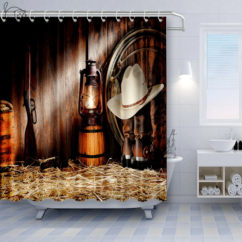 Штора для душа Vixm в западном стиле ковбойские сапоги американском Техасском