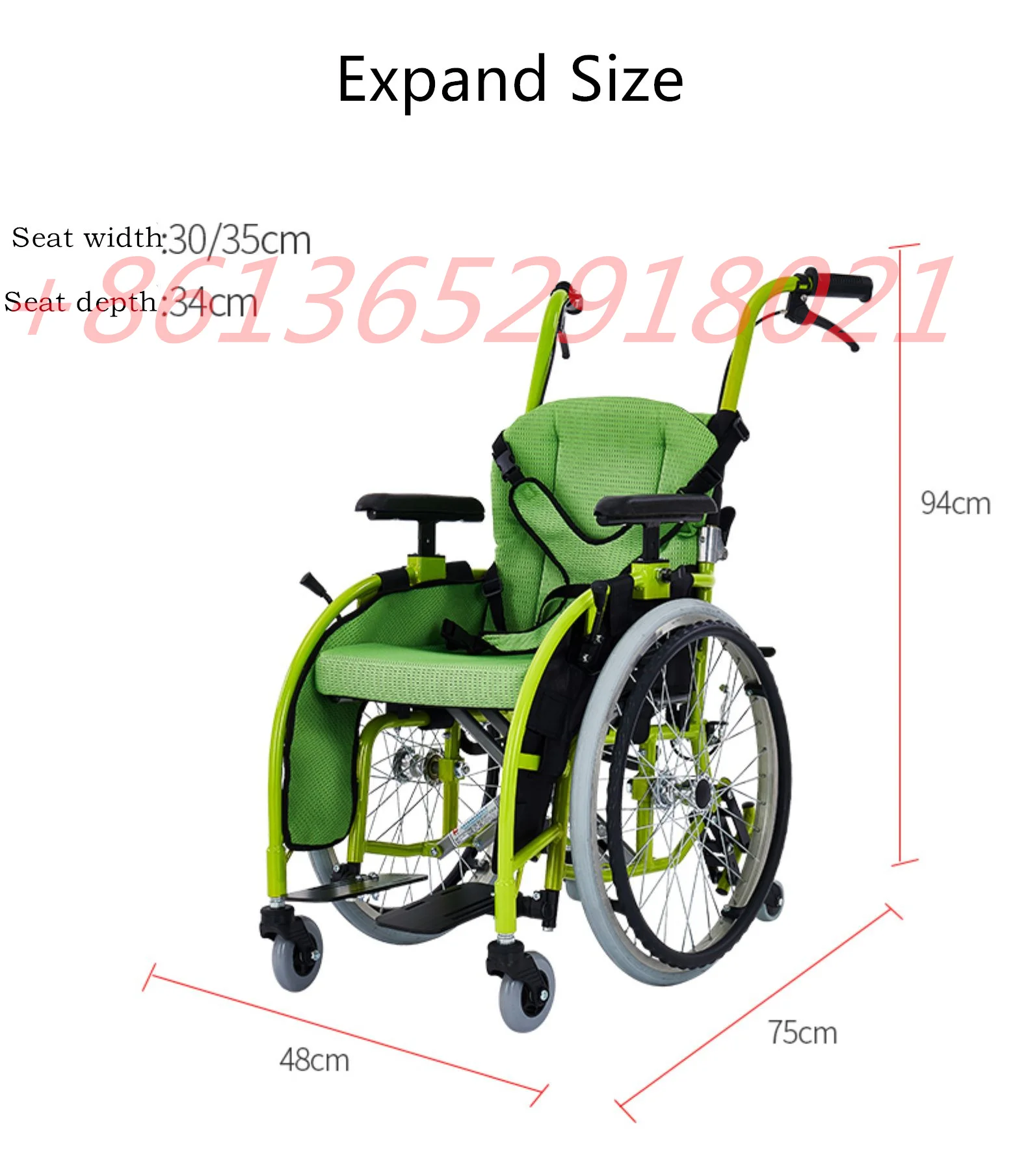 

Free shipping high-back ultra-light cerebral palsy children's trolley manual wheelchair