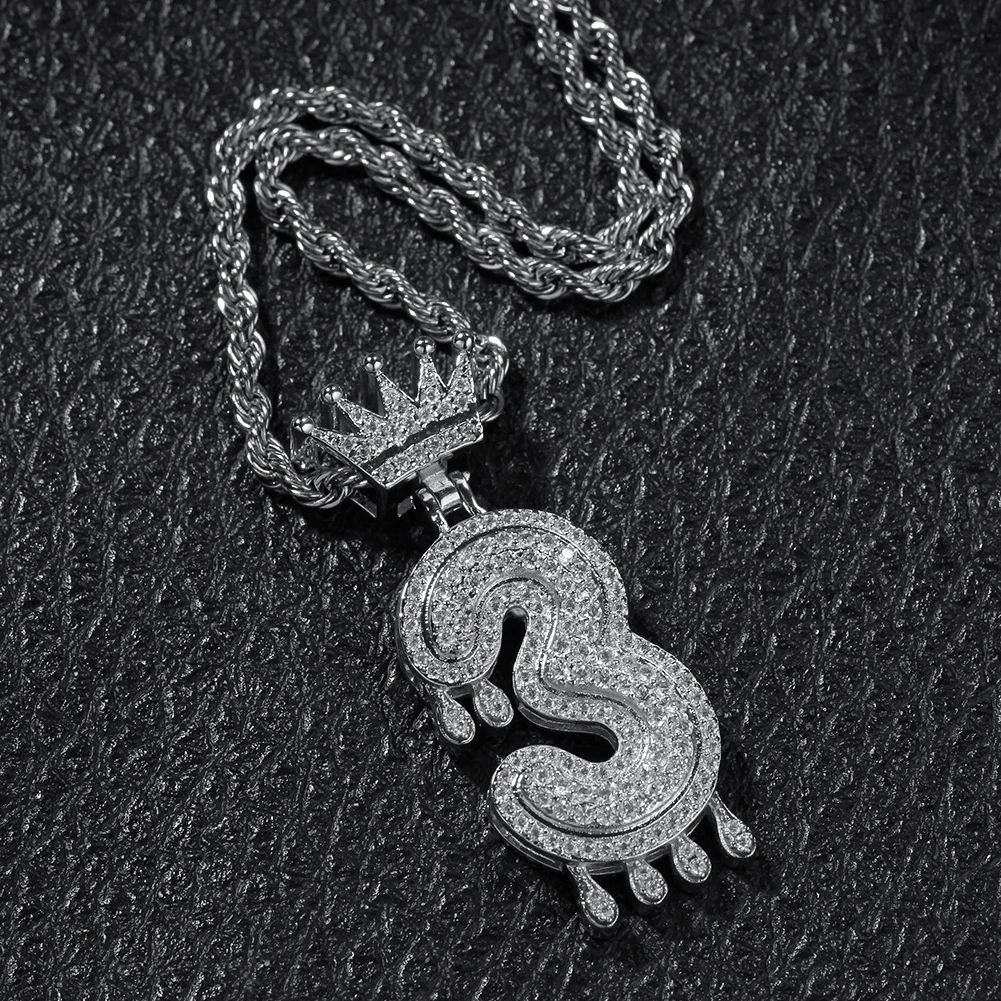 Uwin пользовательские Корона капельные цифры Bling Iced Out ожерелье для мужчин женщин золотой цвет кубический циркониевый хип хоп ювелирные изделия