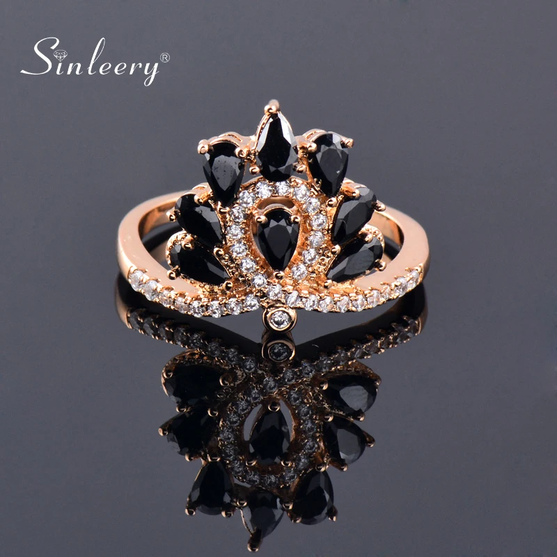 SINLEERY блестящие Цветочная свадебная корона кольца из желтого золота с Цвет