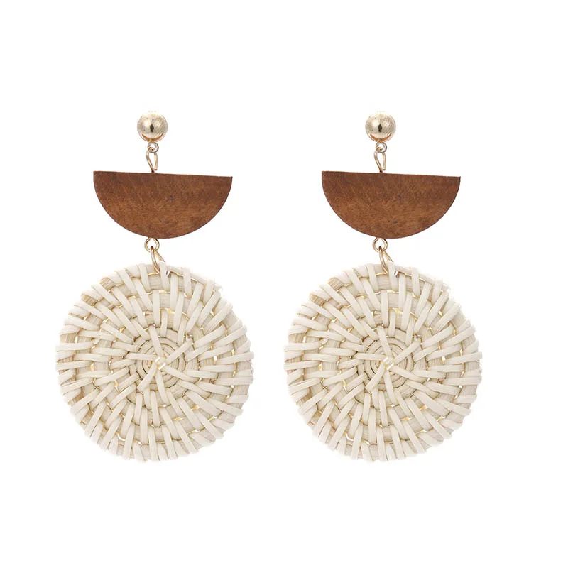 В богемном стиле ротанговое плетение из дерева серьги ювелирное изделие для Для