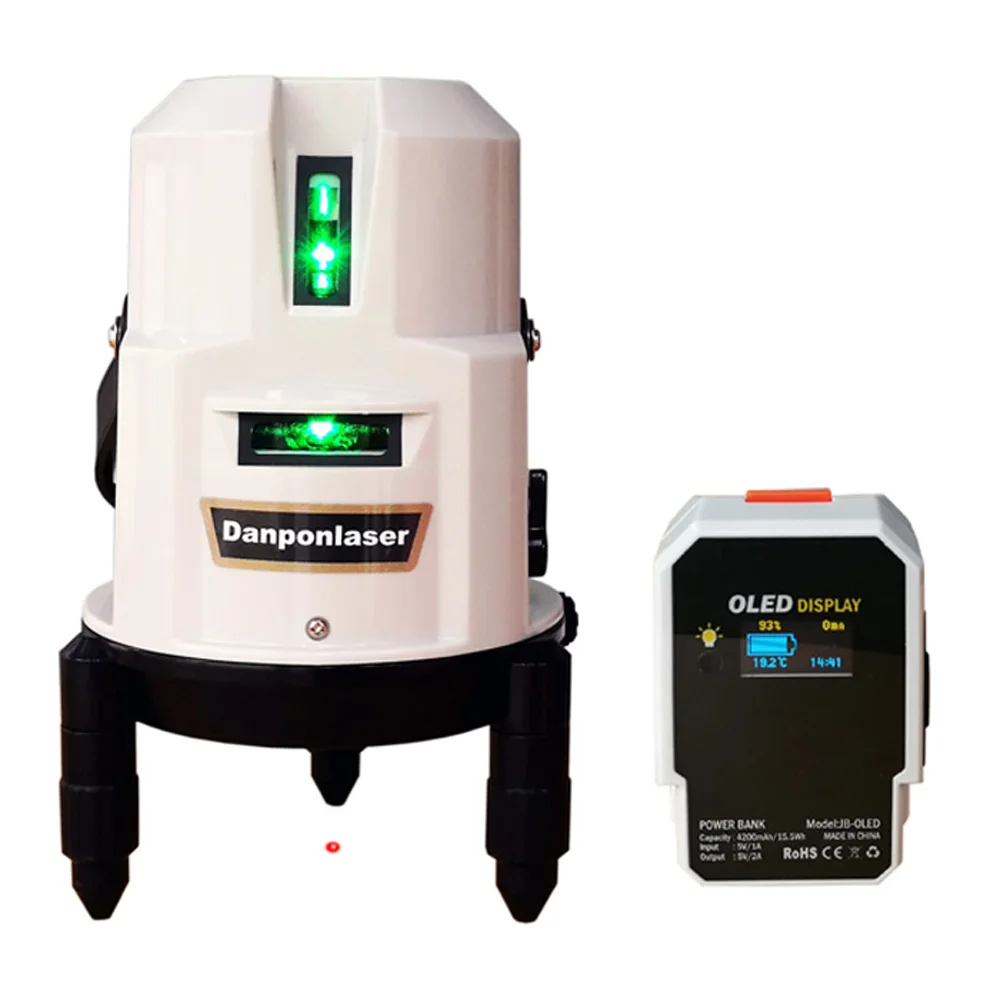

DANPON Self-Leveling Laser Level,Green Laser 5 Lines - Vertical 4,Horizontal 1,Down Plumb Dot,Power Bank Included,VH-525