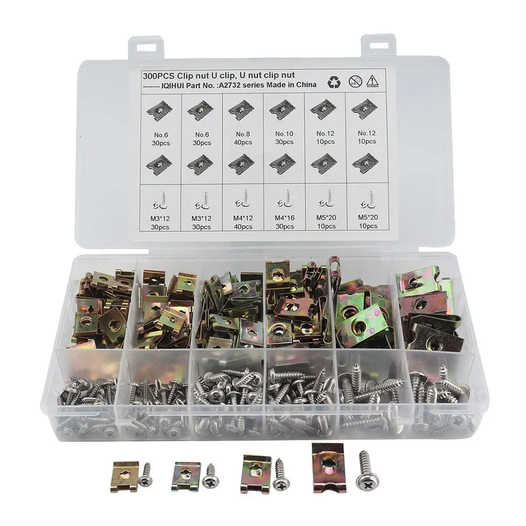 

Набор из 300 автомобильных винтов и U-образных гаек в ассортименте для салона дверной панели