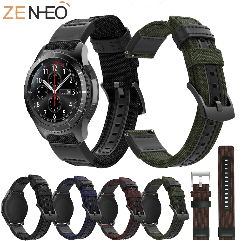 

Hot sales 22mm canvas and classic watch Strap For Samsung Gear S3 canvas watch wristband Bands Watch band 22mm Classic watchband