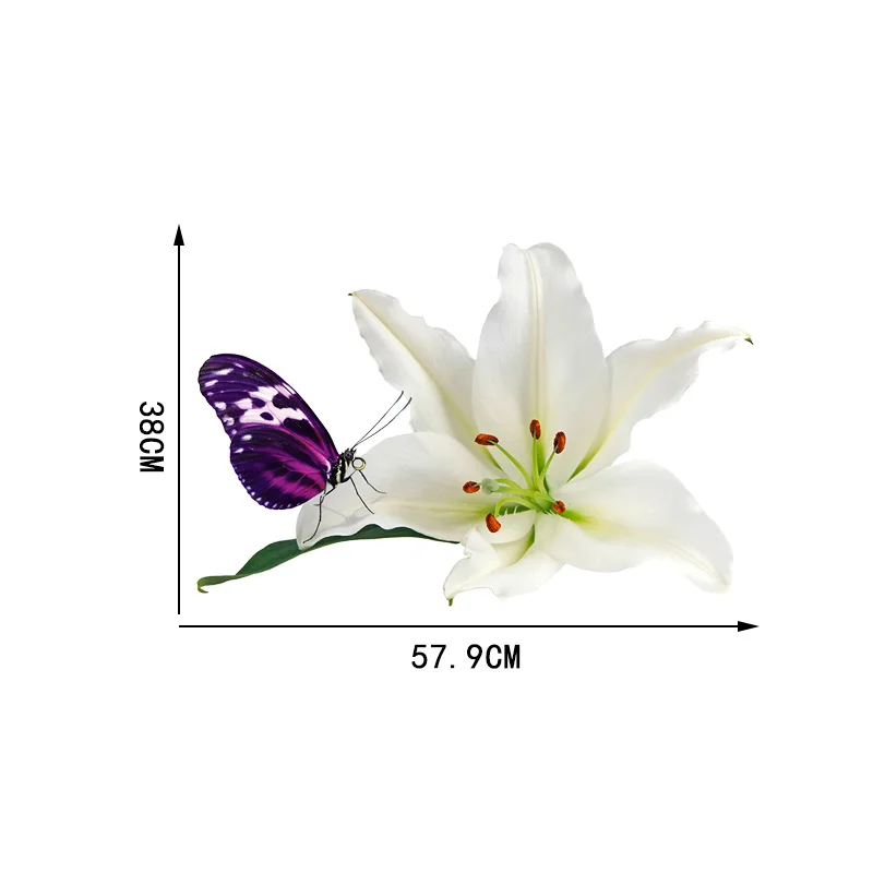 

YOJA 57.938CM Butterfly Lily Modern Living Room Wall Stickers Home Room Decor Accessories 8WS0339