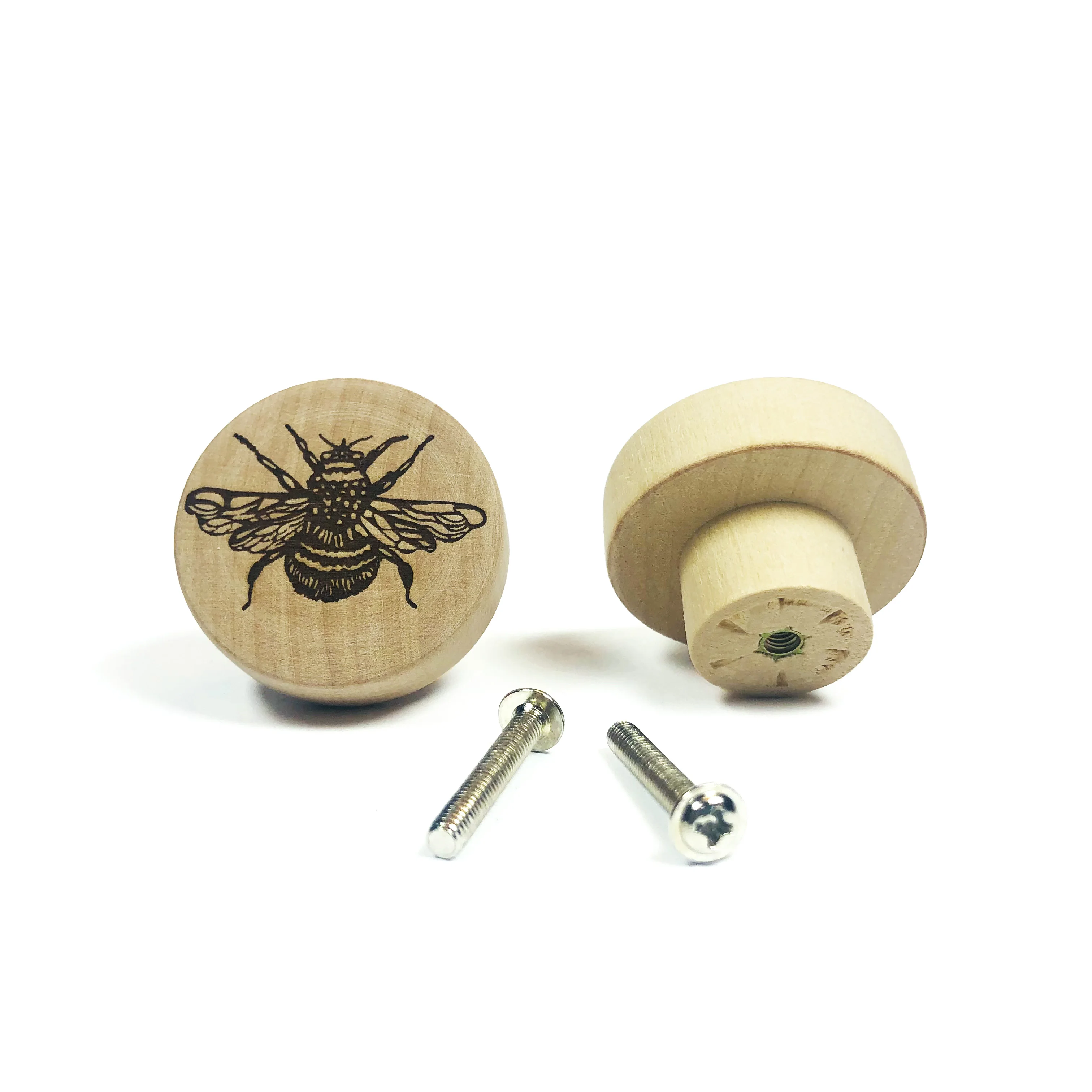 

Bonjean Engraved Bee Wooden Draw Knob Boho Nursery Drawer Pull Rustic Doorknob Nature Wood Drawer Pulls Furniture Handles