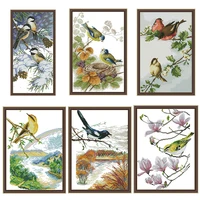 flower plant and bird cross stitch kit embroidery needlework set 14ct 11ct canvas embroidery modern home decoration painting