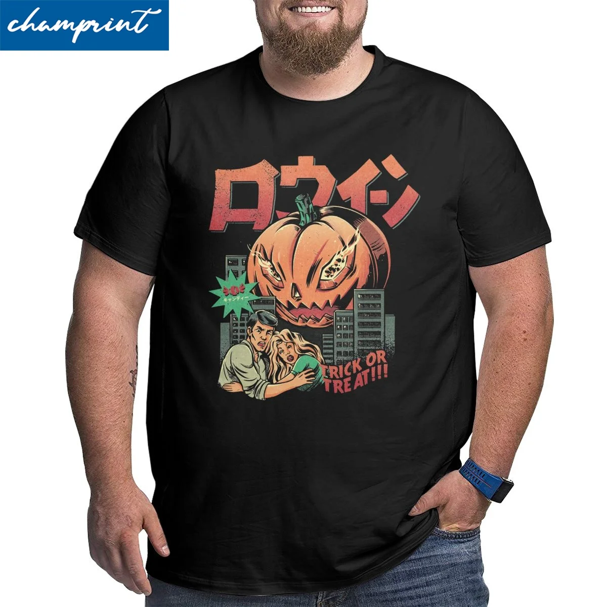 

Men's The Killer Pumpkin T Shirts Horror Halloween Gift Tops Humorous Crew Neck Big Tall Tees Big Size 4XL 5XL 6XL T-Shirts
