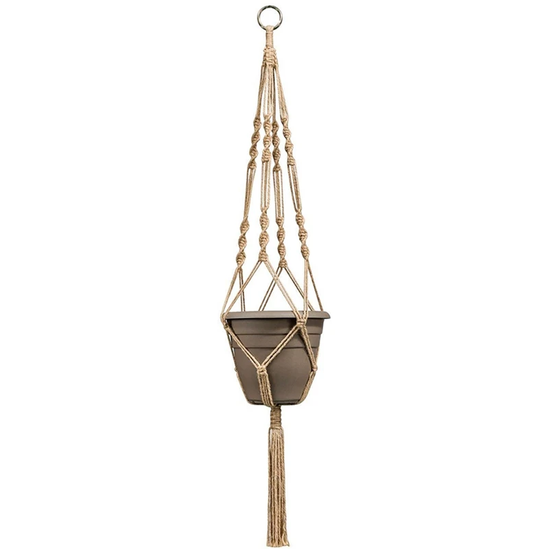 

2PCS Macrame Plant Hanger Indoor Outdoor Hanging Planter Basket Jute Rope with 4PCS Hanging Planters