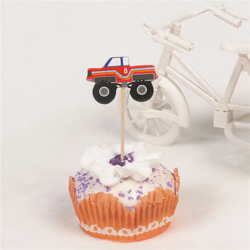 Строительный автомобиль кекс Топпер Экскаватор Бульдозер грузовик флажки для