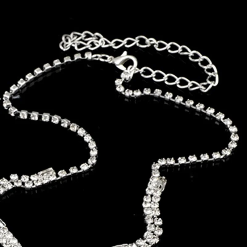 

Gorgeous Fashion Choker Necklace for Women Earrings Set White Crystal Wedding jewelery Nigerian Bridal Jewelry Sets Collar
