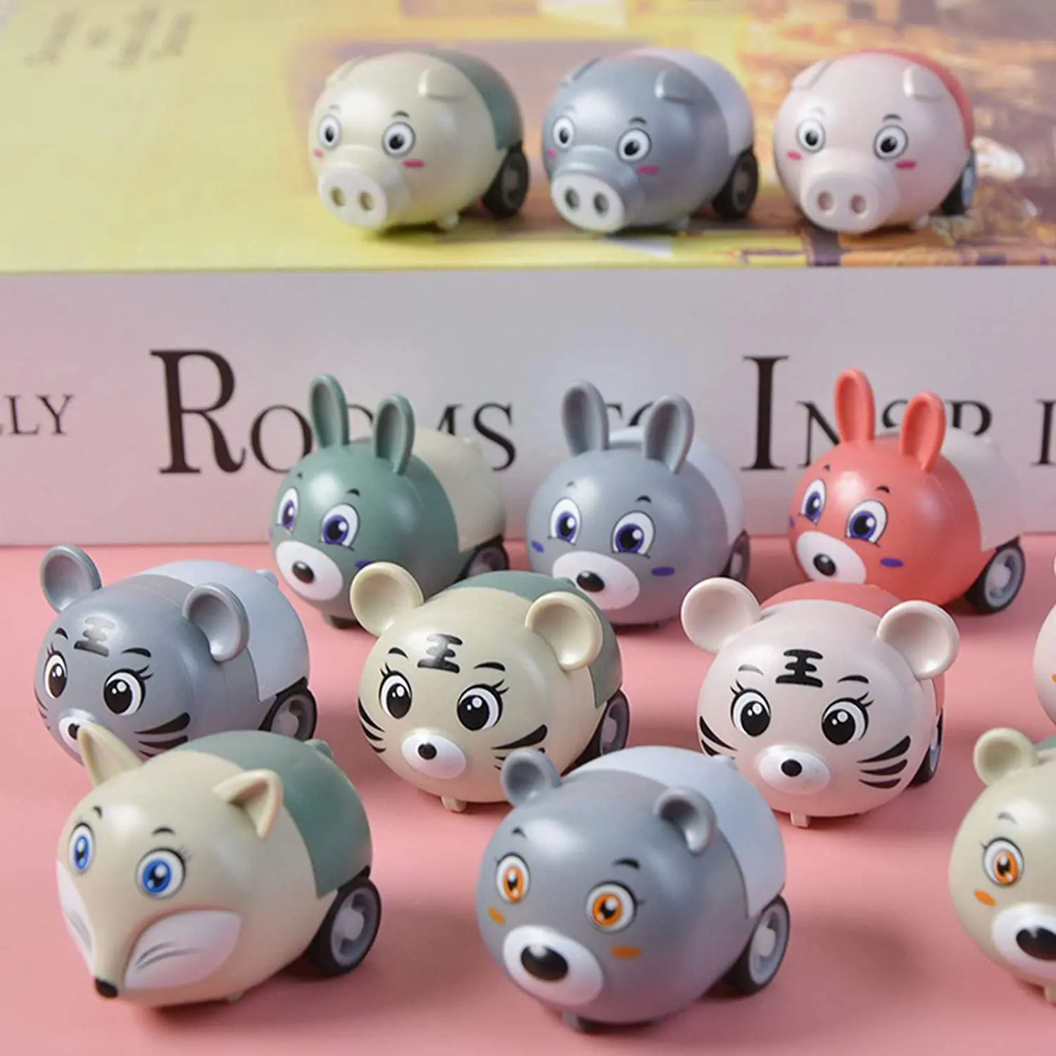 

50pcs Animals Pull Back Cars Friction Powered Vehicle Play Set Push and Go Back and Forth Car Toys For Toddlers Kids Boys Girls