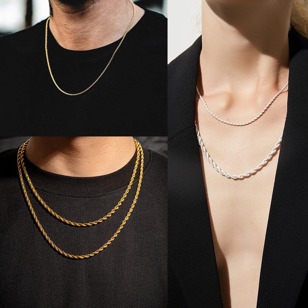 Цепочка Из Нержавеющей Стали 316L для мужчин и женщин базовое ожерелье под золото
