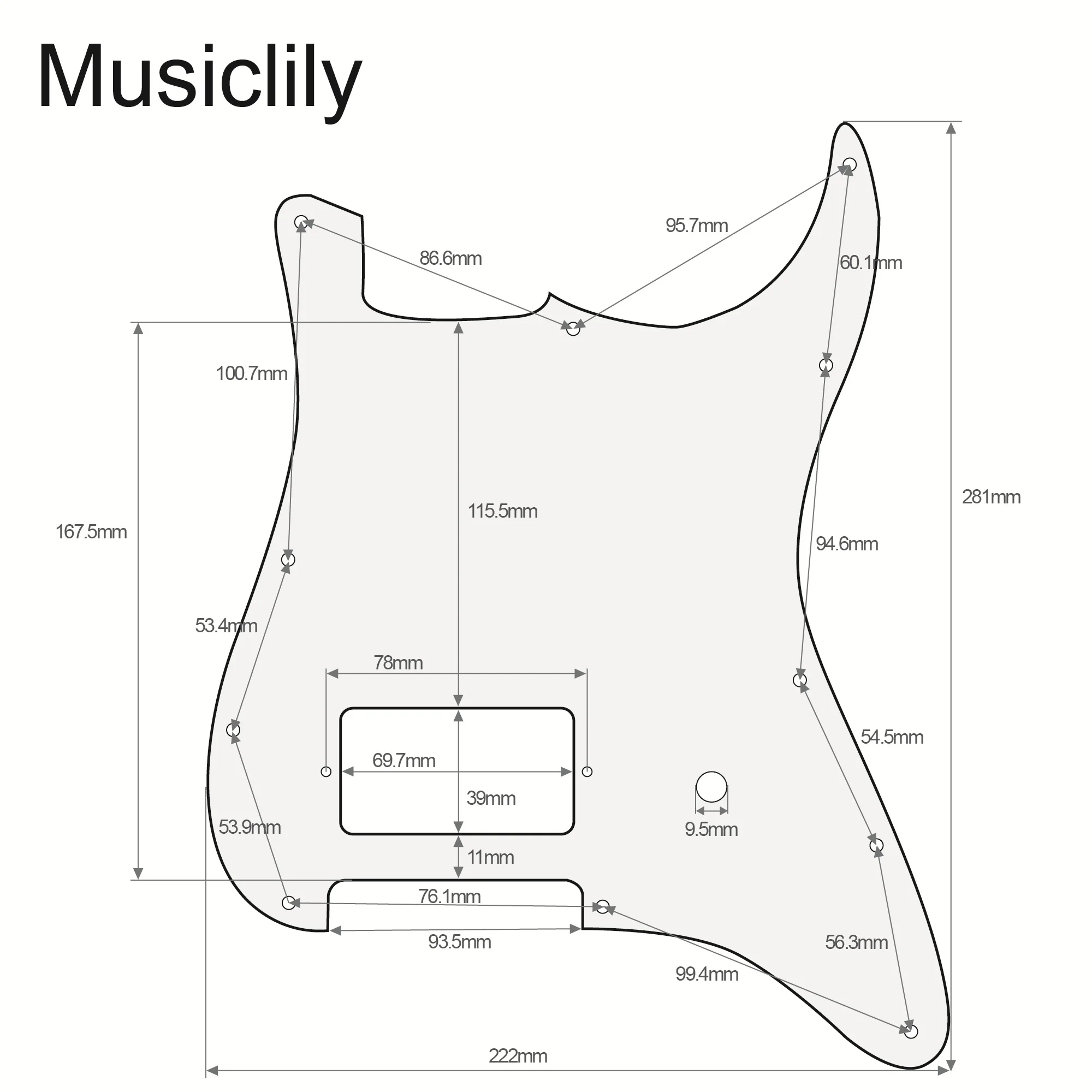 Однослойный хамбакер Musiclily Pro с 11 отверстиями и для горшков накладки США/Мексики