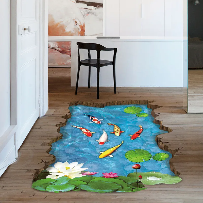 Новинка большие 3d стерео настенные наклейки для украшения пруда бассейна рыбы