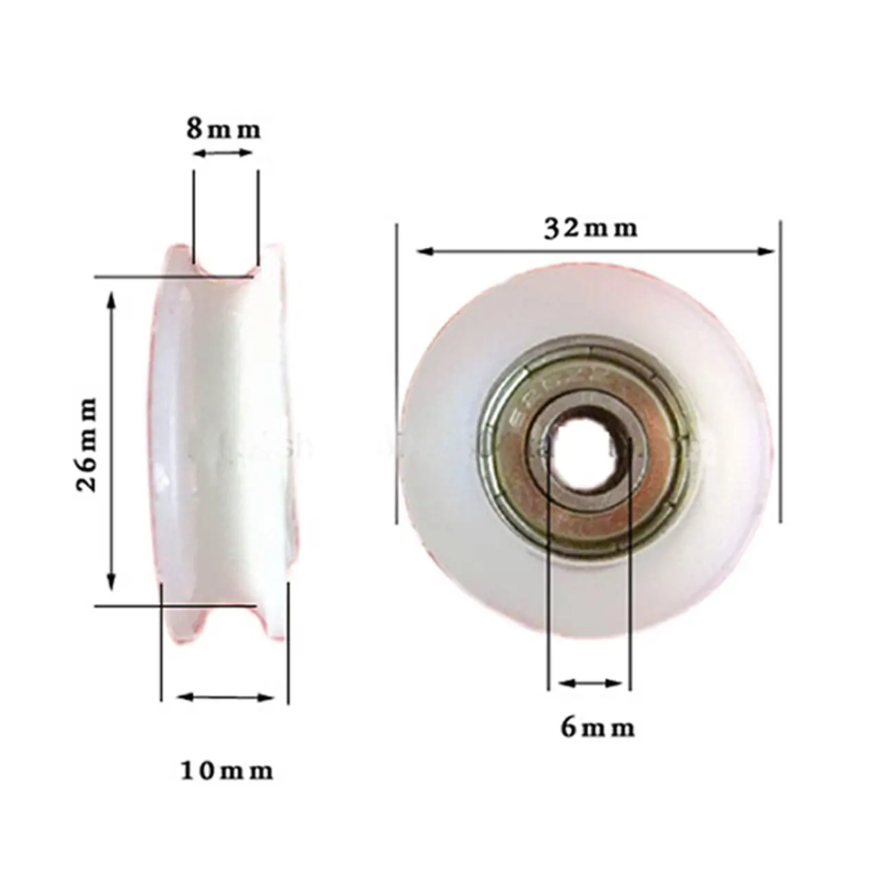 

2pcs 6*32*10mm U Groove Wheel Guide Bearing Pulley Sealed Rail Ball for Furniture