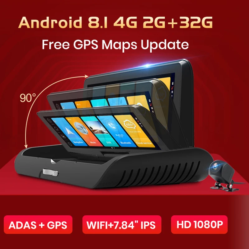 

OLOPKY Auto 4G ADAS Android 8.1 WiFi 2+32GB Car DVR Dash Cam FHD 1080P Dual Lens Auto Dash Cam Navigator GPS Parking Monitor