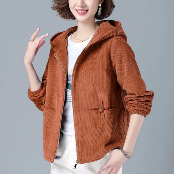 

Women's Corduroy Short Jacket Korean Loose Hooded 2020Autumn and Winter Thin Jacket Casual Loose Women's Clothing Womens Jacket
