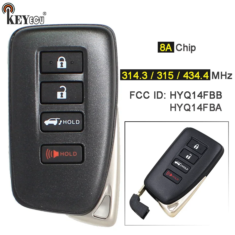 

KEYECU 314.3 / 315 / 434.3MHz HYQ14FBA HYQ14FBB AG G Board Smart Remote Key Fob for Lexus RX350 RX450h NX300h NX200T LX570