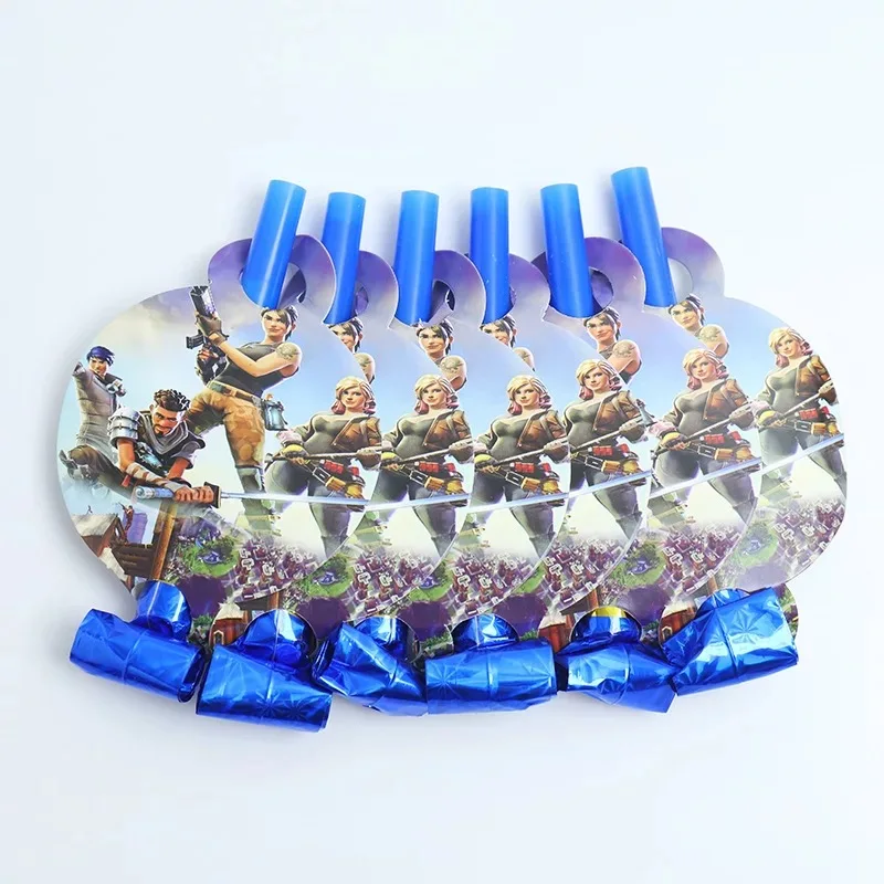 Blow Outs-6PCS 24 шт./лот, популярная игра, ночь в крепостях, топпер для кексов, детские украшения на день рождения, вечерние украшения для детской вечеринки - Цвет: Blow Outs-6PCS