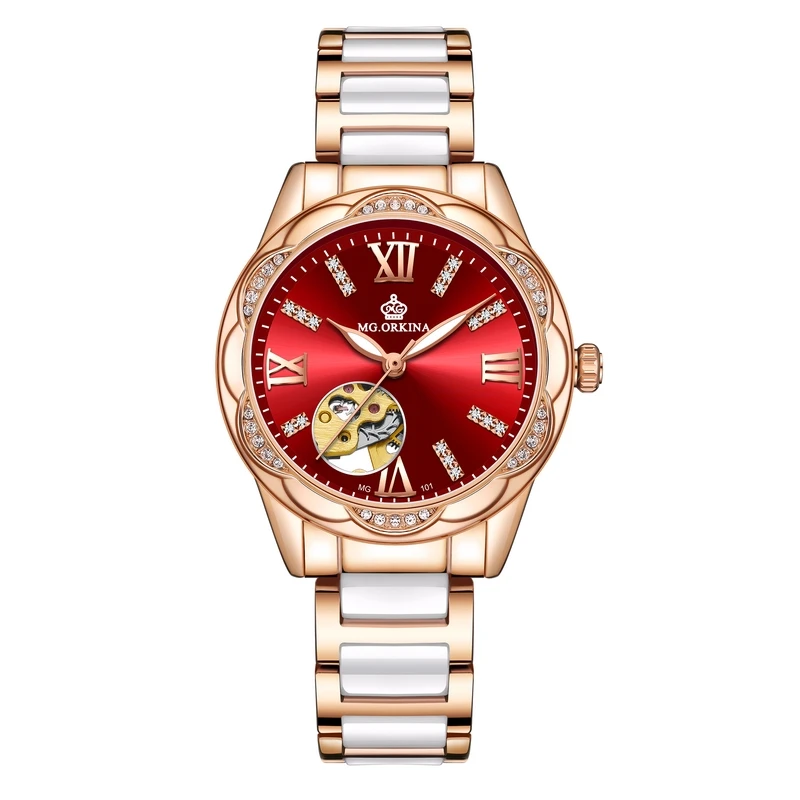 

New Arrivals Women's Crystal Ceramic Girl Watch Automatic Mechanical Wristwatches Gift Box