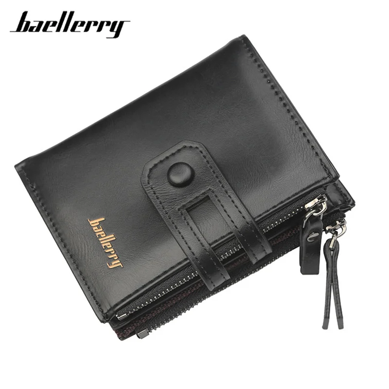 

Baellerry Fashion Men Wallet PU Leather Double Zipper Wallets Male Hasp Small Wallet Purses Short Card Holder Luxury Coin Purse