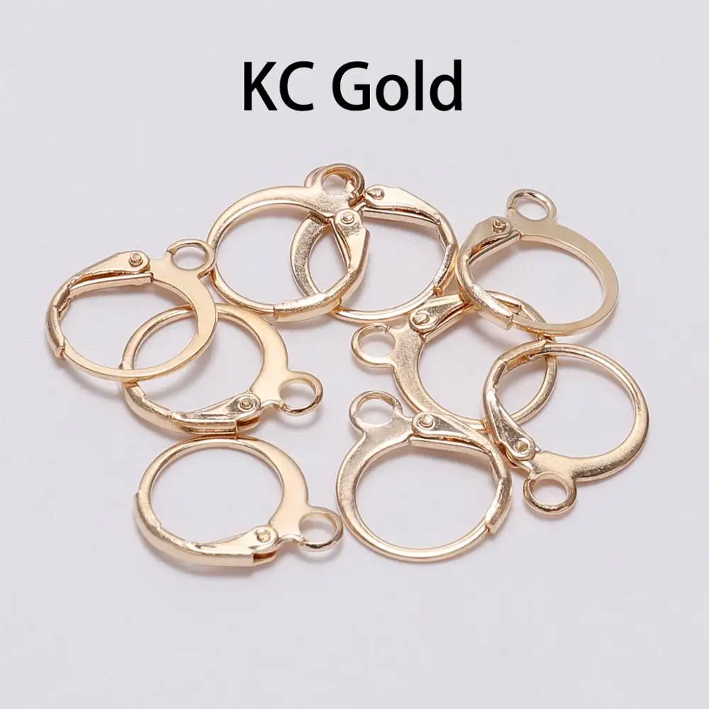 KC Gold 20 шт./лот 14*12 мм серебро золото бронза Французский рычаг Серьги Крючки провода настройки база обручи серьги для DIY ювелирных изделий Поставщик - Цвет: KC Gold