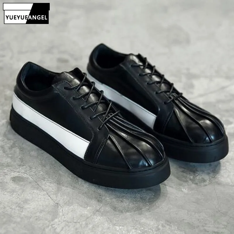 Кроссовки мужские из натуральной кожи на шнуровке толстой подошве | Обувь