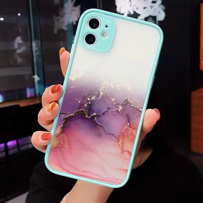 

Marble Gradient luxury art Phone Case Matte Transparent for iPhone 7 8 11 12 s mini pro X XS XR MAX Plus cover funda