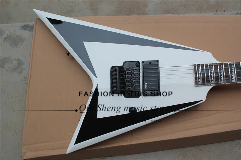 Бесплатная доставка белая электрогитара с неровным корпусом V образной формы