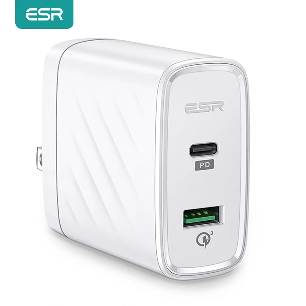 

ESR USB C PD Charger 36W Dual Fast Charger for iPhone 12 mini Pro Max Portable Compact EU US Wall Charger Adapter Qucik Charging