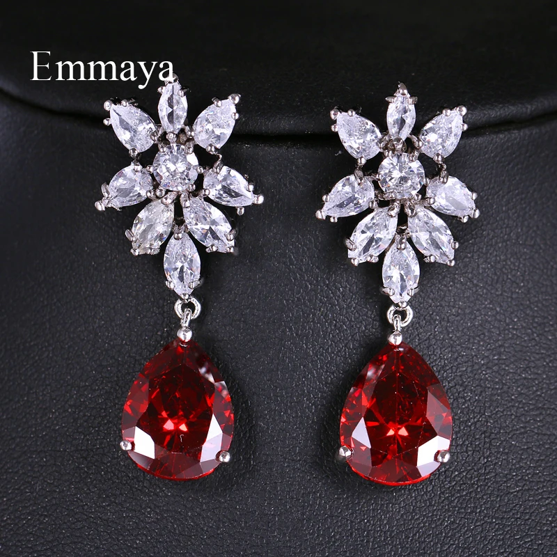 EMMAYA, 8 цветов, серьги-гвоздики для женщин, серьги-капли с зеленым цирконием, роскошные массивные украшения для свадьбы, помолвки