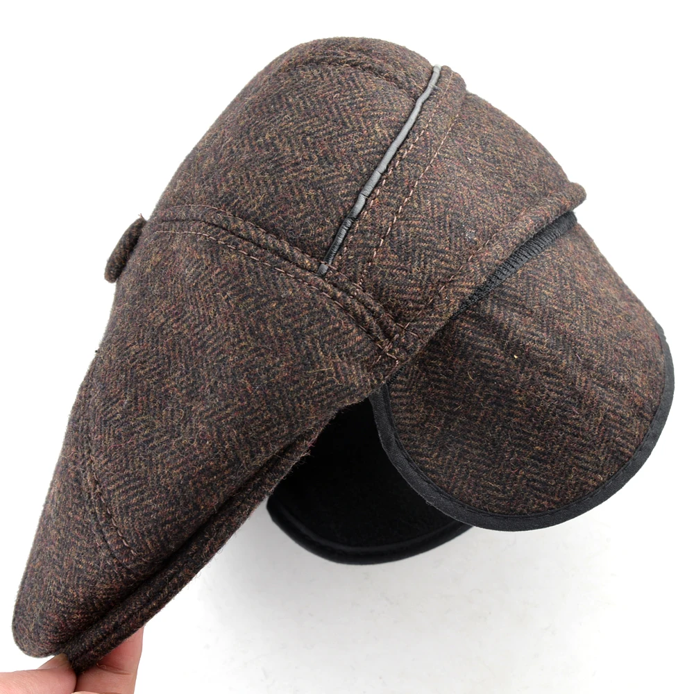 Зимние береты шапка для мужчин новые модные кепки мужской теплый берет с ушами