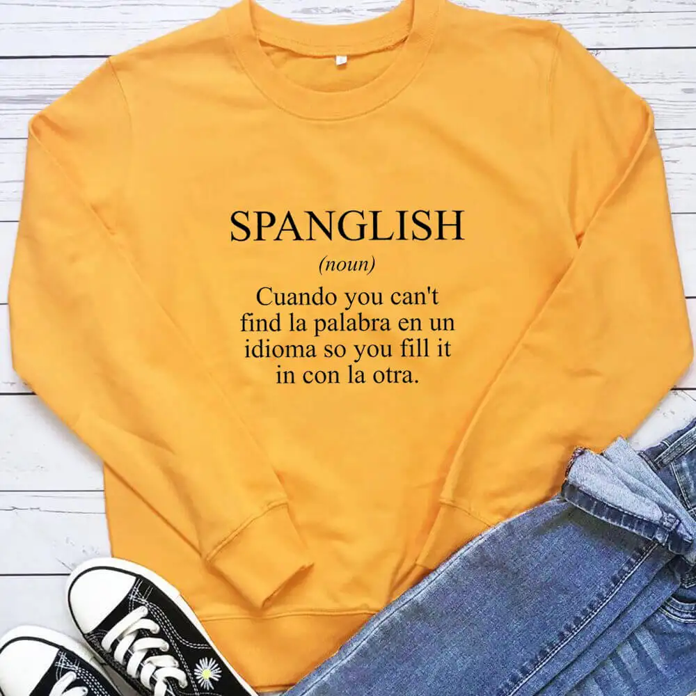 Spanglish толстовка из 100% хлопка женская мексиканская смешная повседневная