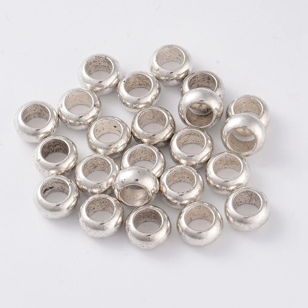 

50PCS CCB Plastic Beads Rondelle Silver Color Plated 10.5x6mm Hole: 6mm