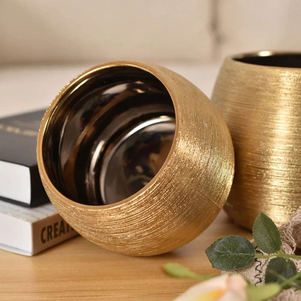 

1Pc Fresh Simple Succulent Planter Gold-plated Simple Flowerpot (Golden)