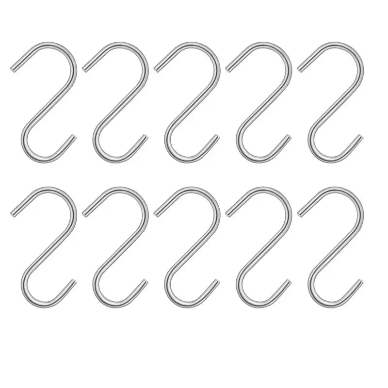 

100Pcs Stainless Steel S Shaped Hooks Heavy Duty Display Hooks Kitchen Hanging Hanger Storage Holders Organizer For Home S Hooks